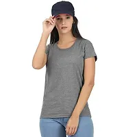 First wave Women Solid Cotton Tshirt Andhra Melange::White-thumb2