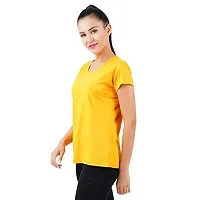 First Wave Womens Cotton Solid Tshirt Mustard::Black Medium Pack of 2-thumb2