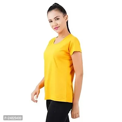 First Wave Womens Cotton Solid Tshirt Mustard::Black Medium Pack of 2-thumb3