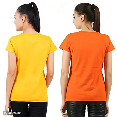 First Wave Womens Cotton Solid Tshirt Mustard::Orange Medium Pack of 2-thumb2