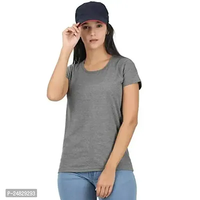 First wave Women Solid Cotton Tshirt Andhra Melange::Grey Melange-thumb3