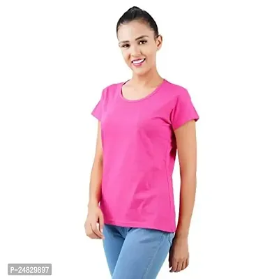 First Wave Womens Cotton Solid Tshirt Dark Pink::Red X-Large Pack of 2-thumb3