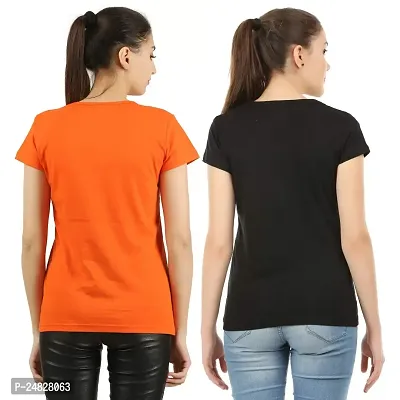 First Wave Womens Solid Pack of 2 Tshirts-thumb3