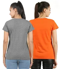 First wave Women Solid Cotton Tshirt Andhra Melange::Orange-thumb1