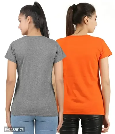 First wave Women Solid Cotton Tshirt Andhra Melange::Orange-thumb2