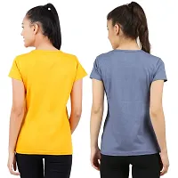 First Wave Womens Cotton Solid Tshirt Mustard::Grey Small Pack of 2-thumb1