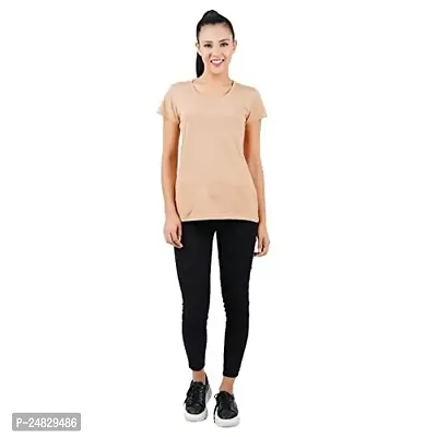 First Wave Womens Cotton Solid Tshirt Beige::Red Large Pack of 2-thumb4