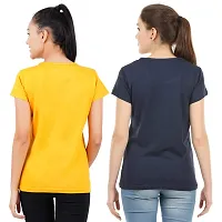 First Wave Womens Cotton Solid Tshirt Mustard::Navy Medium Pack of 2-thumb1