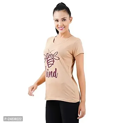 First Wave Womens Cotton Printed Tshirt Beige::Brown X-Large-thumb3