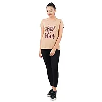 First Wave Womens Cotton Printed Tshirt Beige::Brown Small-thumb4