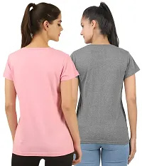 First wave Women Solid Cotton Tshirt Andhra Melange::Pink-thumb1