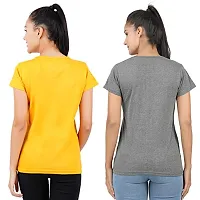 First Wave Womens Cotton Solid Tshirt Mustard::Dark Grey Small Pack of 2-thumb1