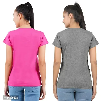 First Wave Womens Cotton Solid Tshirt Dark Pink::Dark Grey Medium Pack of 2-thumb2