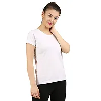 First wave Women Solid Cotton Tshirt Andhra Melange::White-thumb4