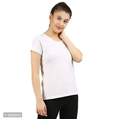 First wave Women Solid Cotton Tshirt Andhra Melange::White-thumb5