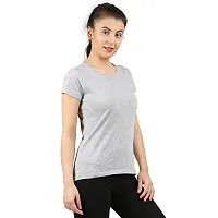 First wave Women Solid Cotton Tshirt Andhra Melange::Grey Melange-thumb4