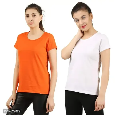 First Wave Womens Solid Pack of 2 Tshirts-thumb2