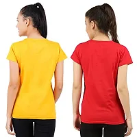 First Wave Womens Cotton Solid Tshirt Mustard::Red X-Large Pack of 2-thumb1