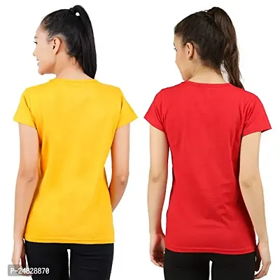 First Wave Womens Cotton Solid Tshirt Mustard::Red X-Large Pack of 2-thumb2