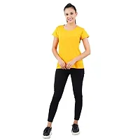 First Wave Womens Cotton Solid Tshirt Mustard::Melange Medium Pack of 2-thumb3