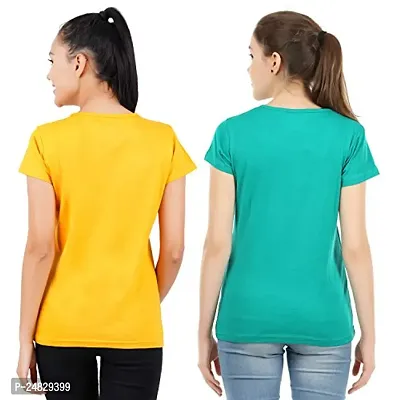 First Wave Womens Cotton Solid Tshirt Mustard::Green Medium Pack of 2-thumb2