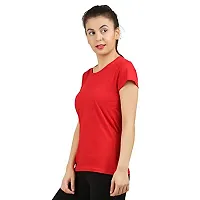 First wave Women Solid Cotton Tshirt Andhra Melange::Red-thumb4