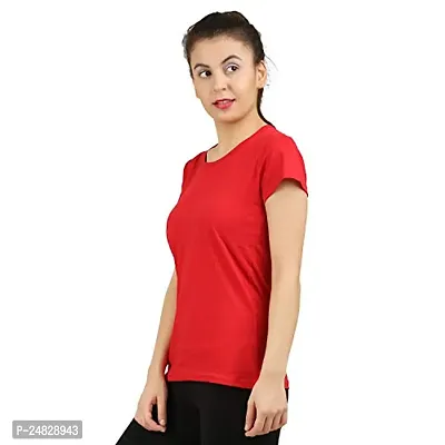 First wave Women Solid Cotton Tshirt Andhra Melange::Red-thumb5