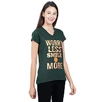 First Wave Womens V Neck Tshirt Green-thumb3