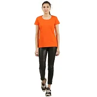 First wave Women Solid Cotton Tshirt Andhra Melange::Orange-thumb4