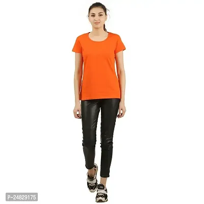 First wave Women Solid Cotton Tshirt Andhra Melange::Orange-thumb5