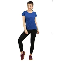 First Wave Women Cotton Solid Tshirt Blue::White Pack of 2-thumb3