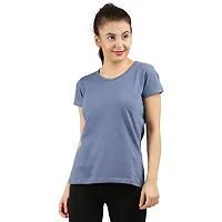 First Wave Women Cotton Solid Tshirt Grey::White Pack of 2-thumb3