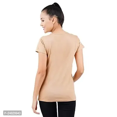 First Wave Womens Cotton Printed Tshirt Beige::Brown Small-thumb3