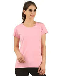 First wave Women Solid Cotton Tshirt Andhra Melange::Pink-thumb4