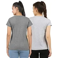 First wave Women Solid Cotton Tshirt Andhra Melange::Grey Melange-thumb1