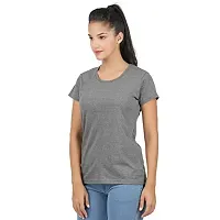 First wave Women Solid Cotton Tshirt Andhra Melange::Grey Melange-thumb3