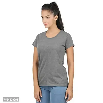 First wave Women Solid Cotton Tshirt Andhra Melange::Grey Melange-thumb4