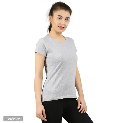 First Wave Women Cotton Solid Tshirt Blue::Grey Pack of 2-thumb4