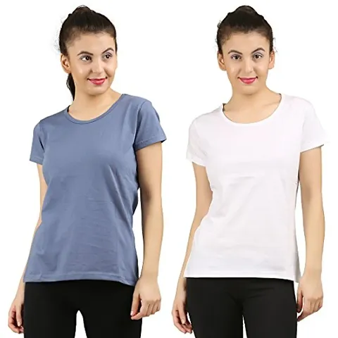 First Wave Women Solid Tshirt Pack of 2