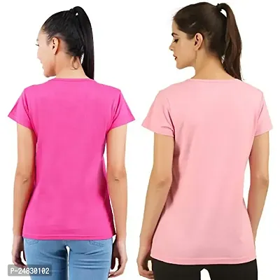 First Wave Womens Cotton Solid Tshirt Dark Pink::Pink Medium Pack of 2-thumb2