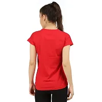 First Wave Women Cotton Solid Tshirt Red::Grey Pack of 2-thumb3