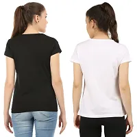 First Wave Women Cotton Solid Tshirt Black::White Pack of 2-thumb1