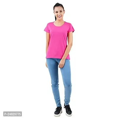 First Wave Womens Cotton Solid Tshirt Dark Pink::Green Medium Pack of 2-thumb4