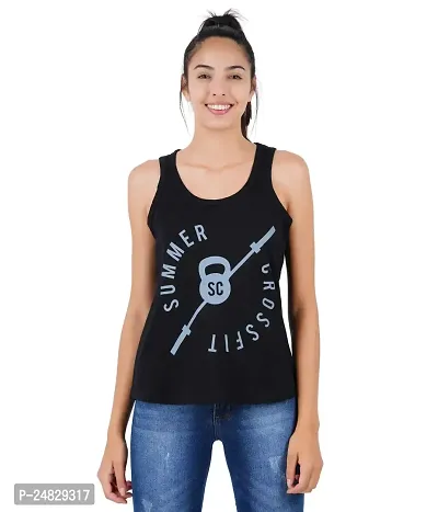 First Wave Womens Printed Sleeveless Tshirts Black-thumb0