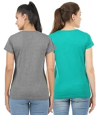 First wave Women Solid Cotton Tshirt Andhra Melange::Green-thumb1