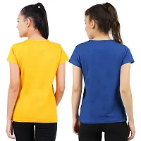 First Wave Womens Cotton Solid Tshirt Mustard::RoyalBlue Small Pack of 2-thumb1