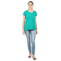 First wave Women Solid Cotton Tshirt Andhra Melange::Green-thumb4