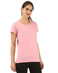 First Wave Women Cotton Solid Tshirt Pink::Green Pack of 2-thumb2