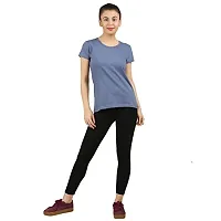 First Wave Women Cotton Solid Tshirt Grey::White Pack of 2-thumb4