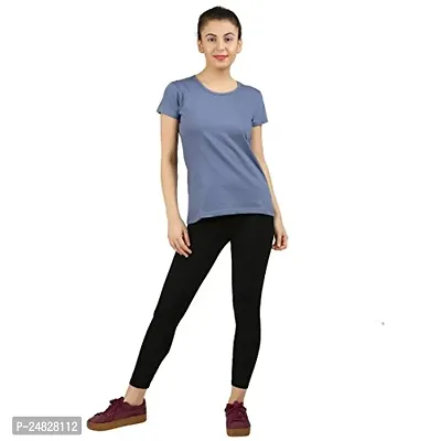 First Wave Women Cotton Solid Tshirt Grey::White Pack of 2-thumb5